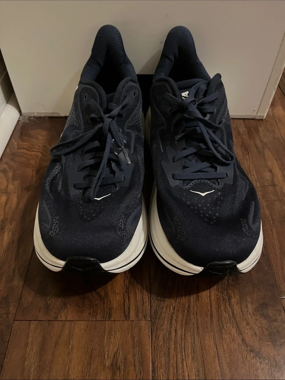 Hoka Men's Navy and White Running Sneakers